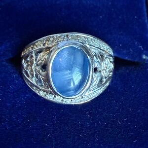 5.89 Ct Star Sapphire and  Diamond Ring-vintage Estate
